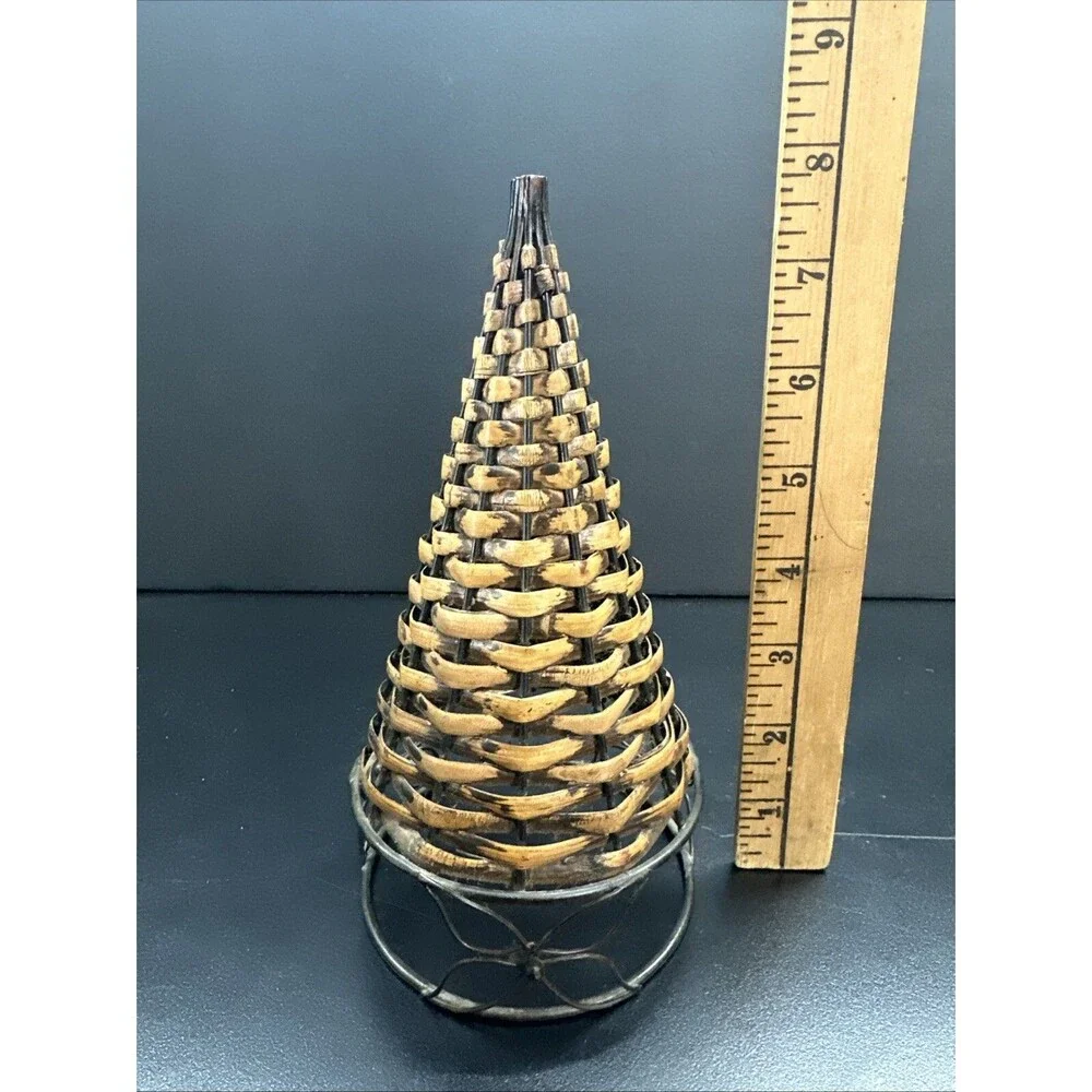 Rustic Woven Wicker Cone Christmas Tree Farmhouse Decor 8